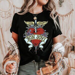 Bon Jovi Shirt | Bon Jovi Heart and Dagger Graphic Tee